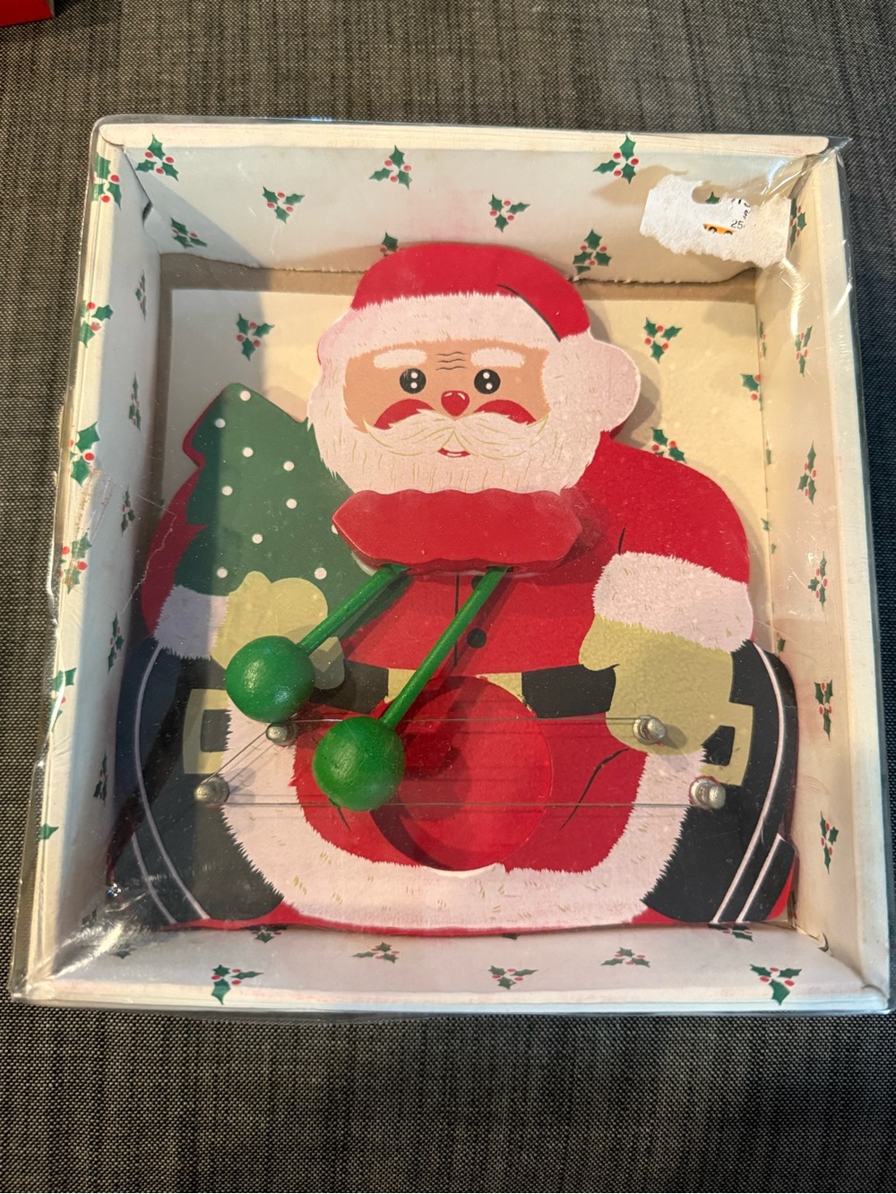 Vintage Wooden Santa Claus Musical Door Harp Christmas Wall Decor Chimes 6"